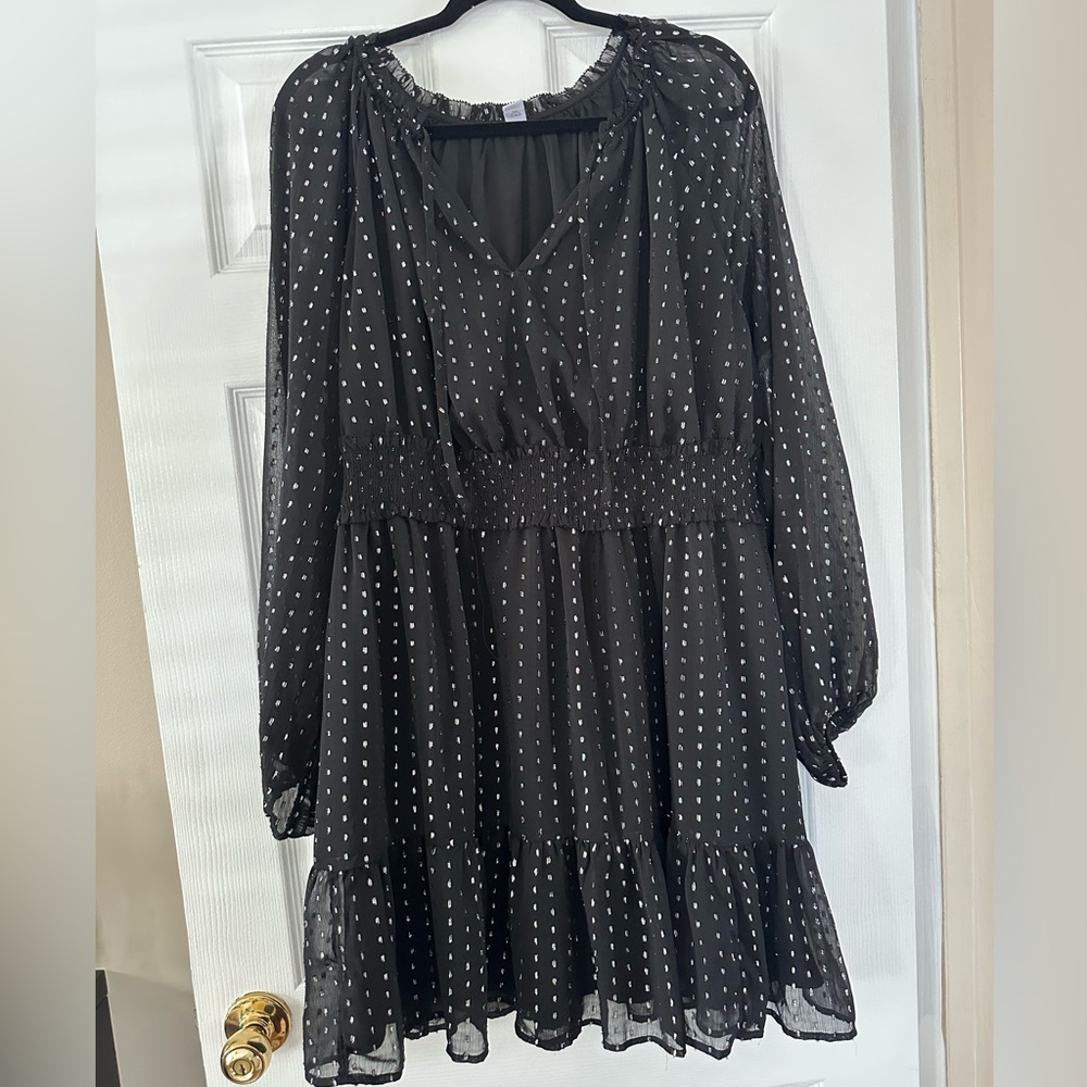 Black Sheer Old Navy Dress 2X Silver Sparkle - Picture 3 of 6